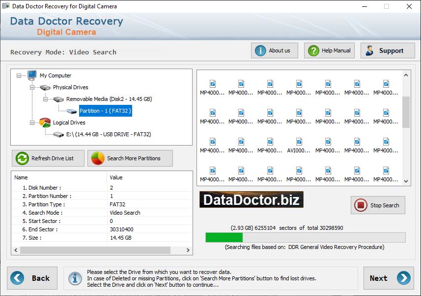 Digital Camera Data Recovery Software screen shot