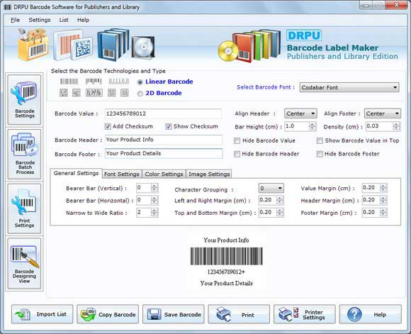Screenshot of Publishing Company Barcode Software