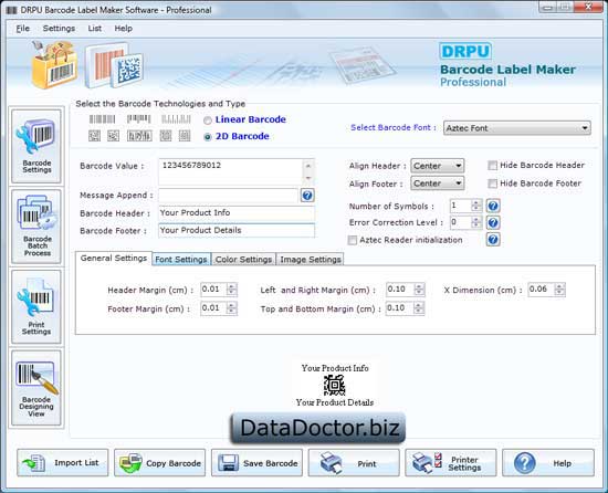 Screenshot of Barcode Software