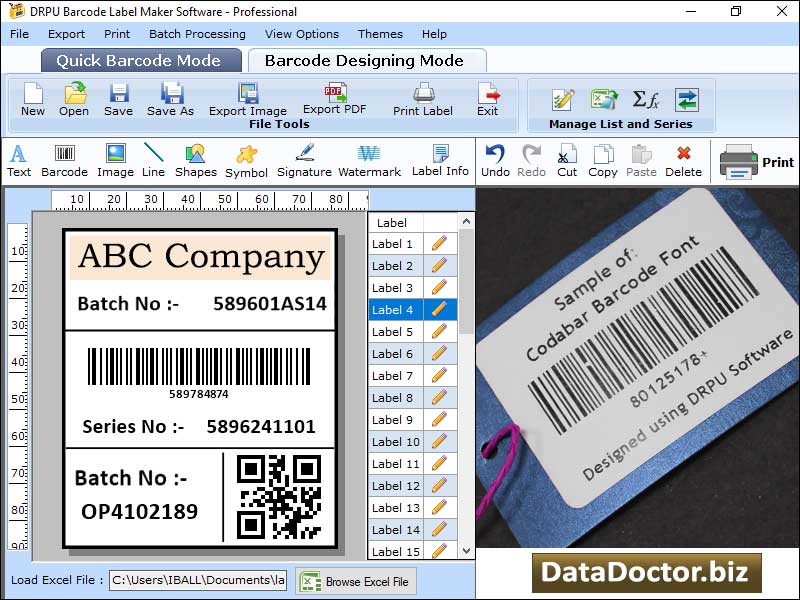 Screenshot of Barcode Software