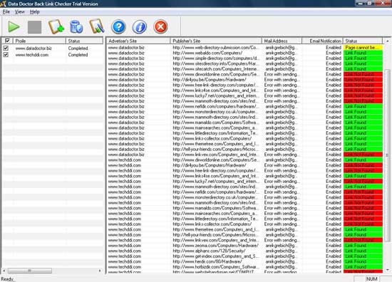 Screenshot of Yahoo Backlink Checker
