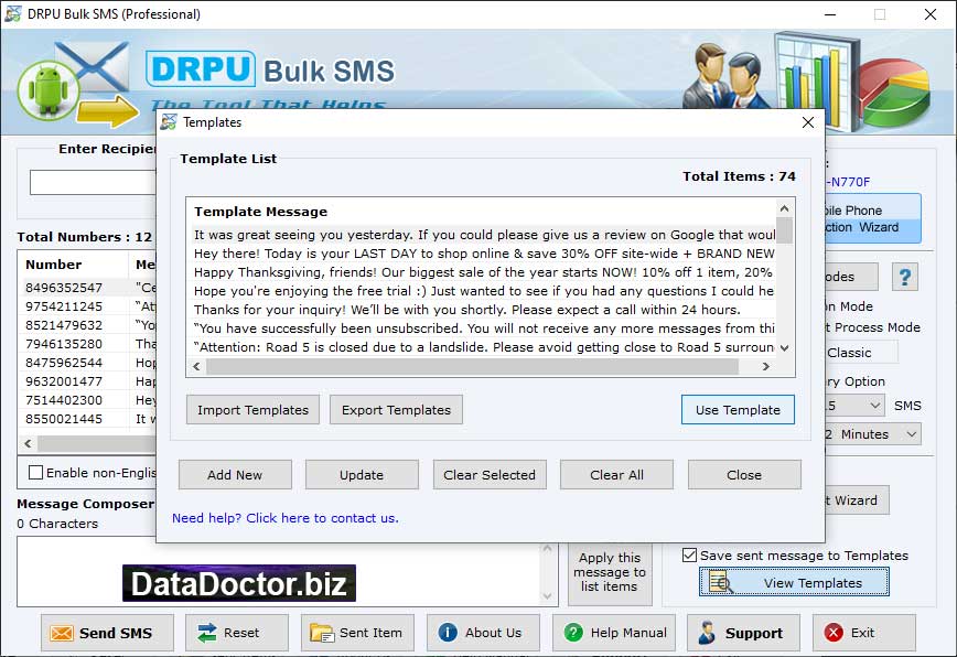 BlackBerry SMS Marketing screen shot