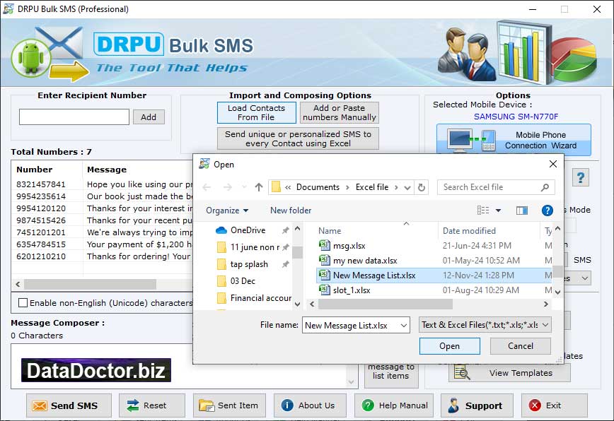 Screenshot of Bulk Messaging Software