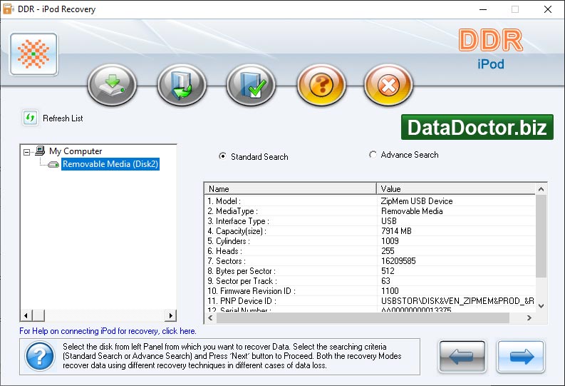 iPod Deleted Data Recovery Tool screen shot