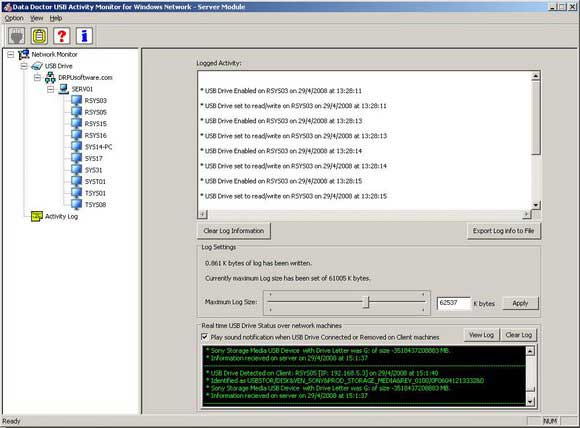 Screenshot of Network USB Data Theft Protection Tool
