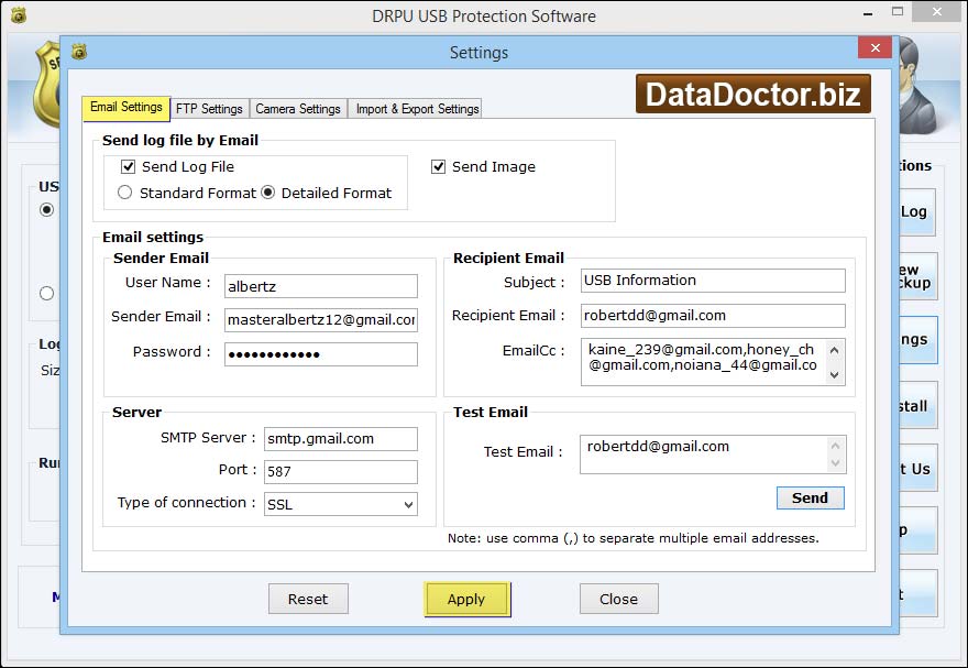 Screenshot of Network USB Data Theft Protection Tool