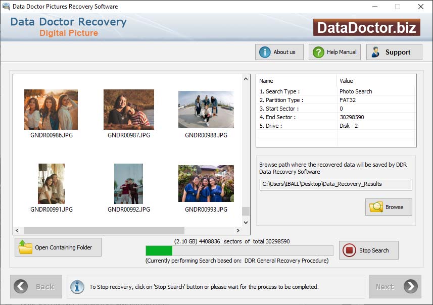 Screenshot vom Programm: Digital Pictures Recovery