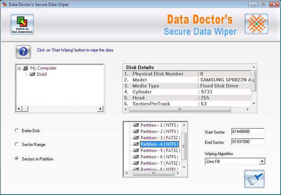 Screenshot vom Programm: Data Wiper Software