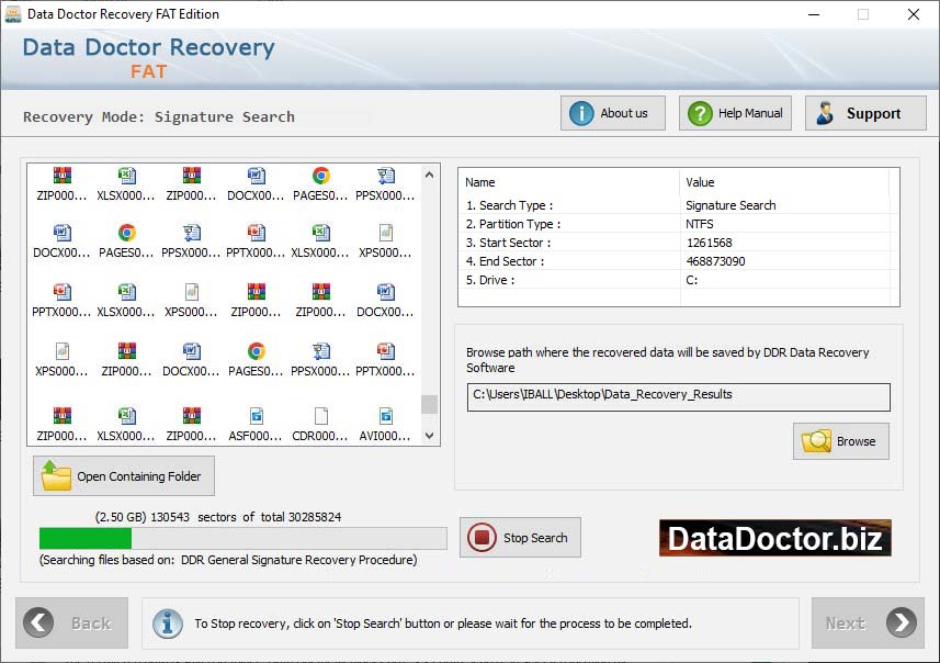 Screenshot of FAT Hard Drive Partition Data Recovery