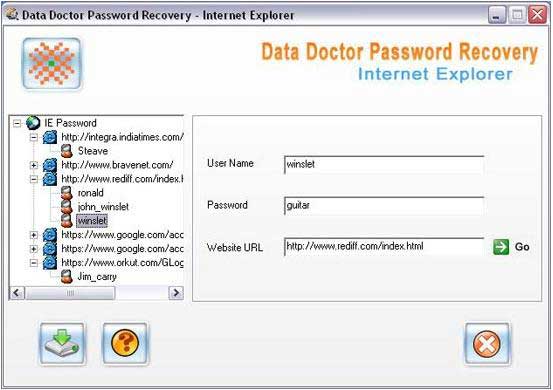 Screenshot vom Programm: IE Password Recovery Utility
