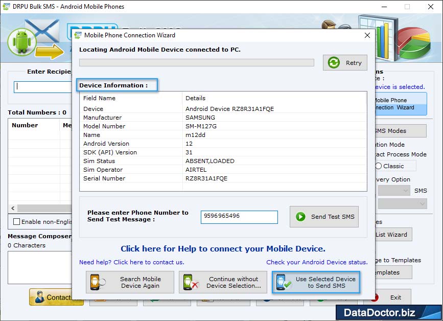 Use Selected Device to Send SMS