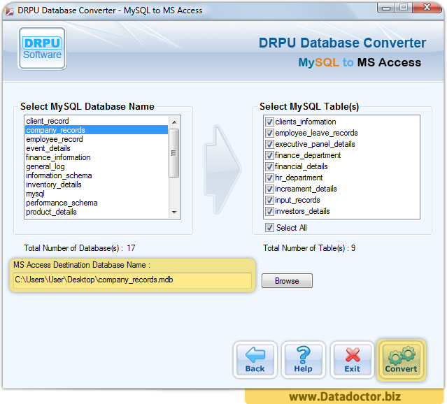 MySQL to MS Access Database Converter Software