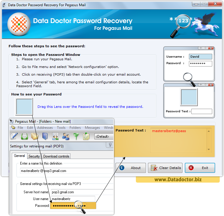Data Doctor Password Recovery For Pegasus Mail