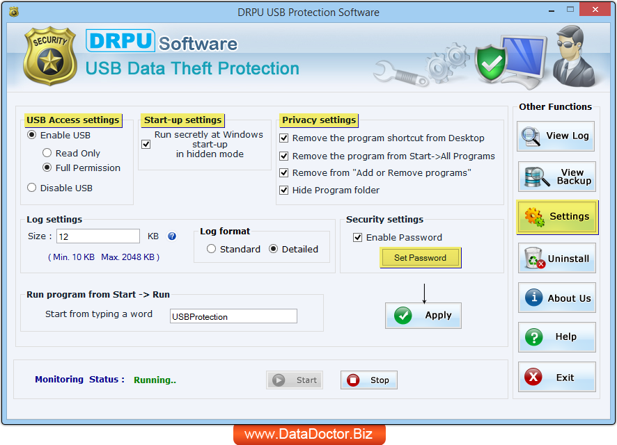 Launch USB Data Theft Protection Software