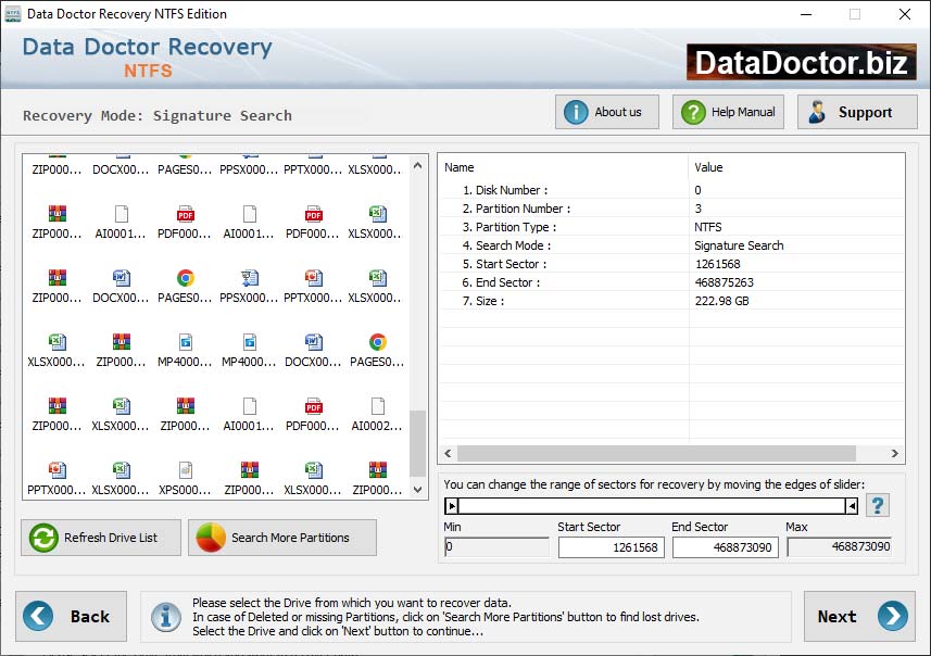 Screenshot vom Programm: Hard Drive NTFS Partition Recovery