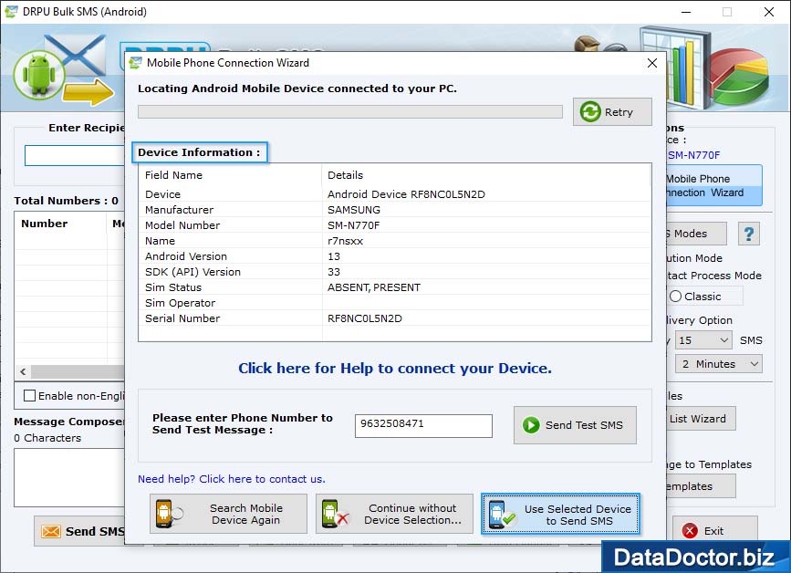 Use Selected Device to Send SMS