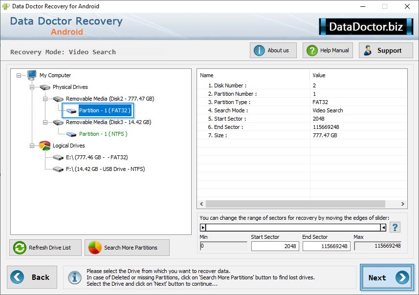Select partition