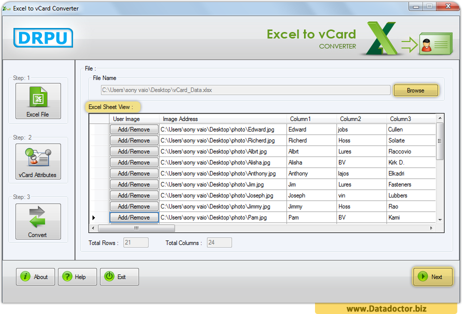 Excel to vCard Converter