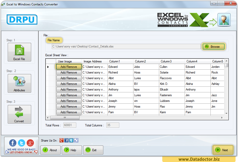 Excel to Windows Contacts Converter