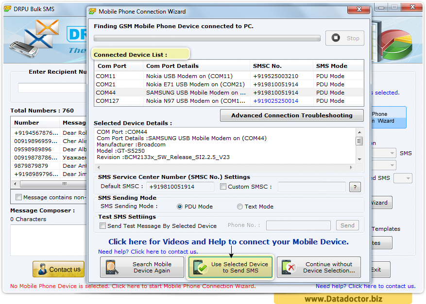 Bulk SMS Software for GSM Mobile