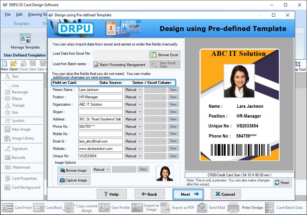Card Properties ID Card Designing Software