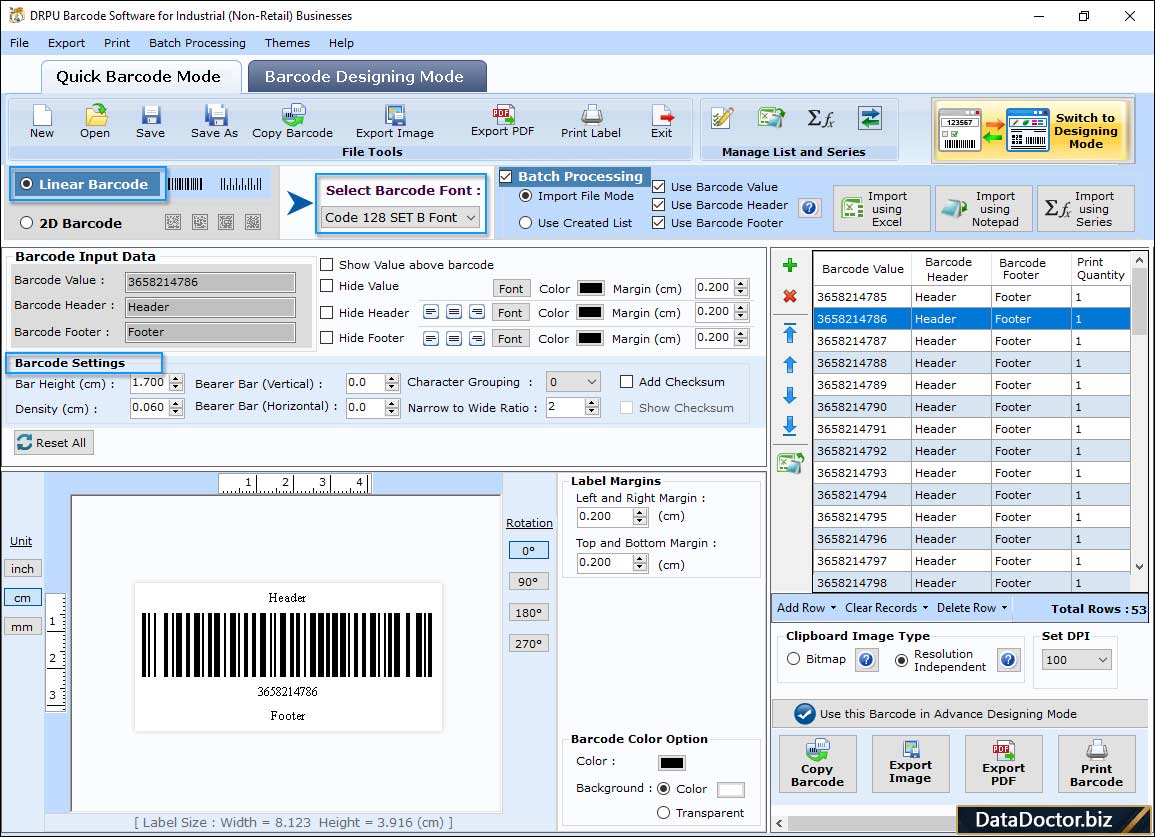 Barcode Settings