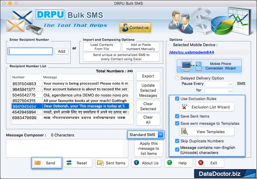 SMS Sending Options