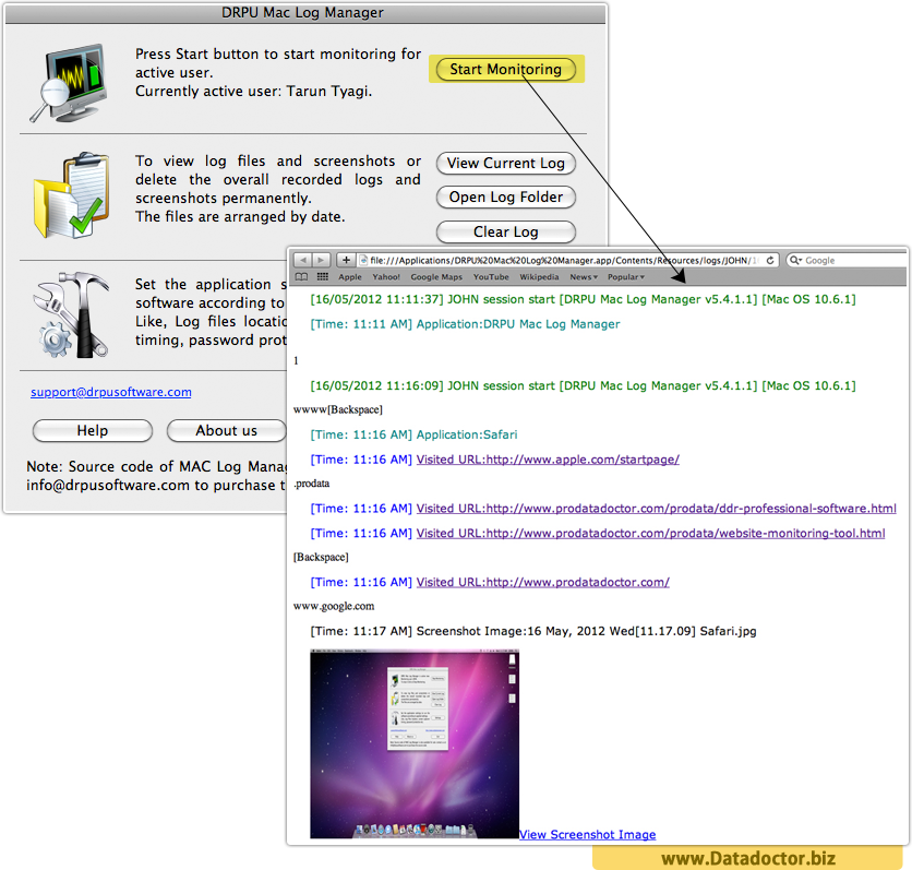Start Monitoring MAC Keylogger Software