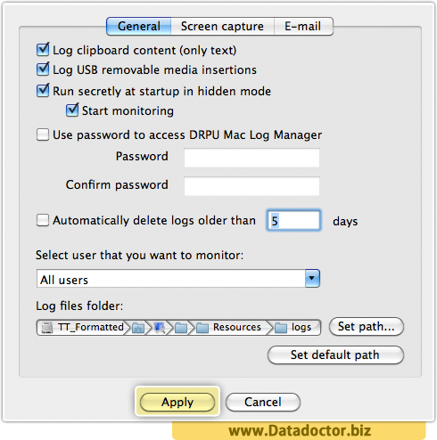 Select General option Select General option