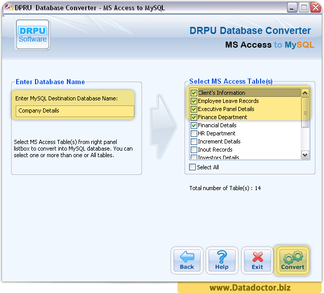 Select MS Access table