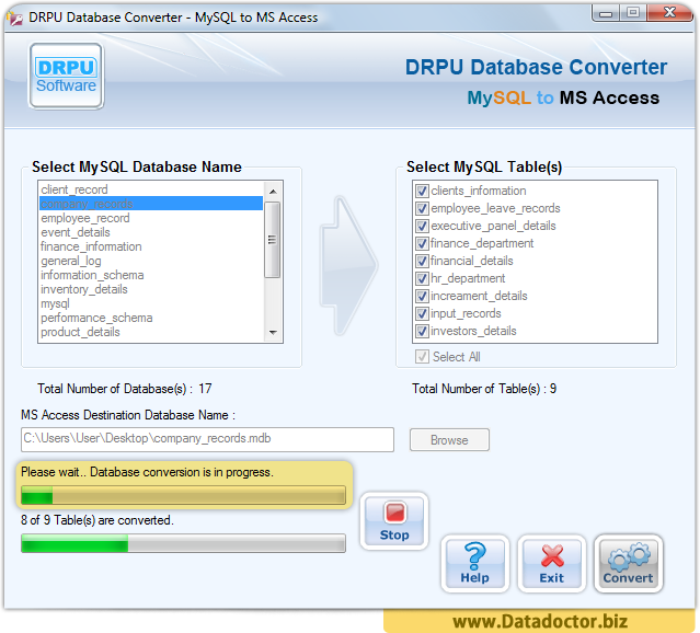 MySQL to MS Access Database Converter Tool