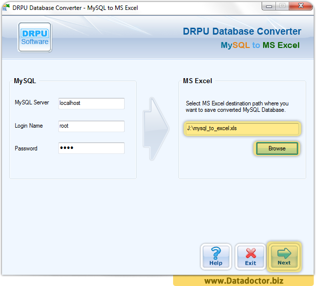 MySQL to MS Excel Database Converter