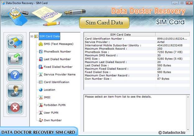 datos de la tarjeta SIM
