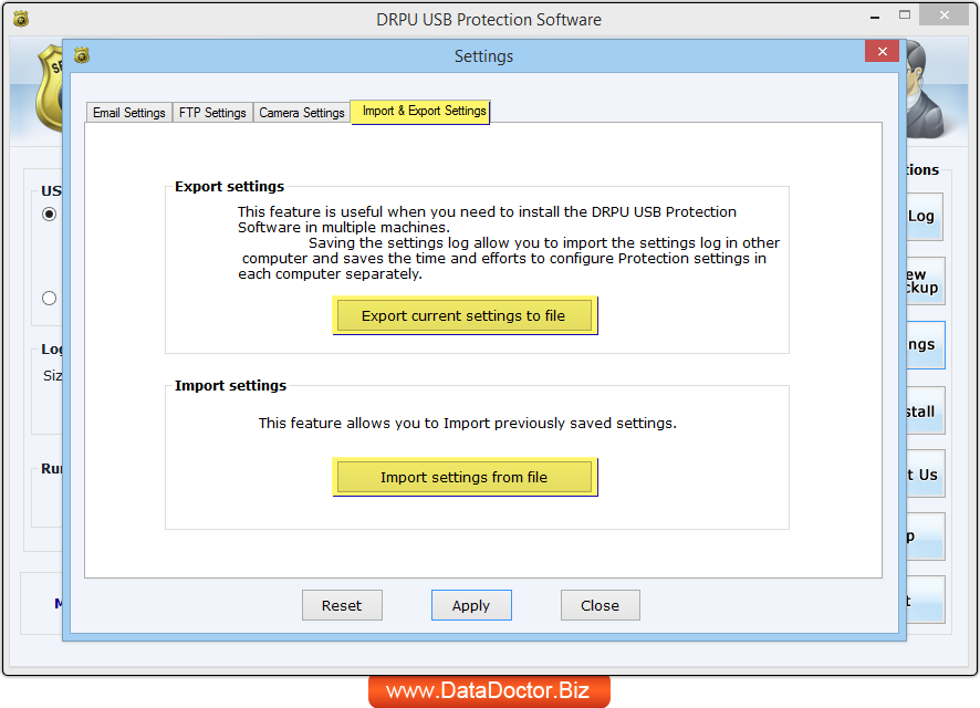 Import and Export Settings