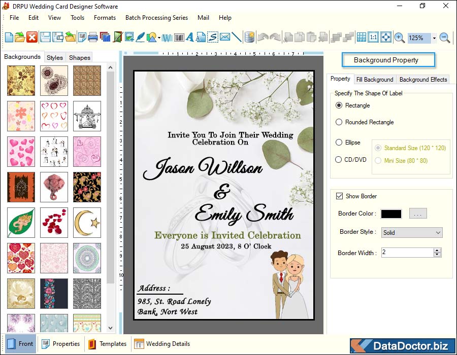 Wedding Card Front Side View